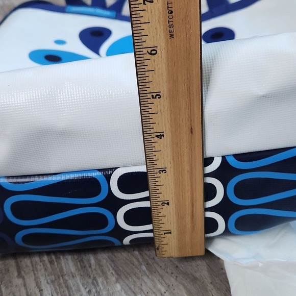 Jonathan Adler White Navy Feather Medallion 2 Sided Beach Talulla Large Tote NWT - Picture 9 of 16